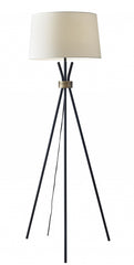 60" Black Tripod Floor Lamp With White Empire Shade