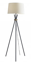 60" Black Tripod Floor Lamp With White Empire Shade