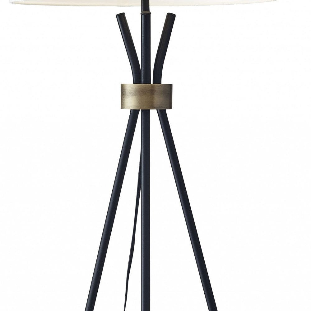 60" Black Tripod Floor Lamp With White Empire Shade - Homeroots