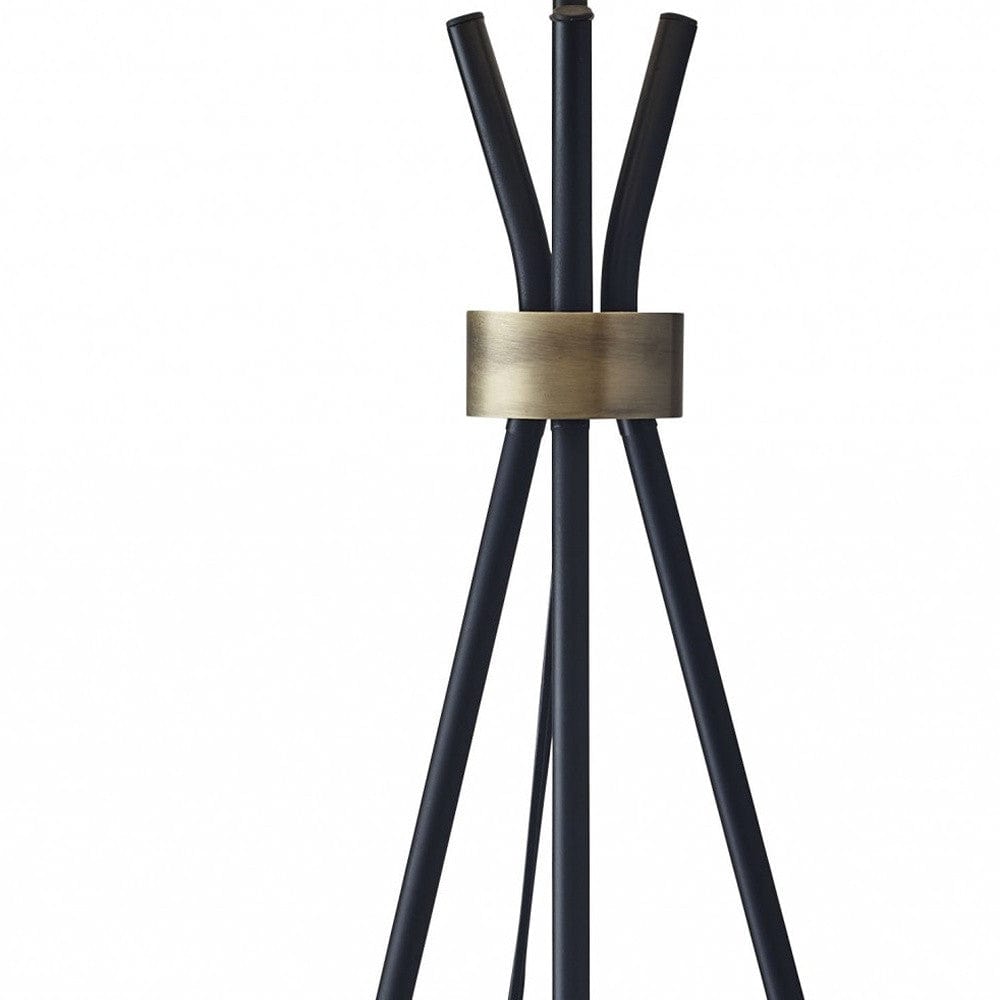 60" Black Tripod Floor Lamp With White Empire Shade - Homeroots