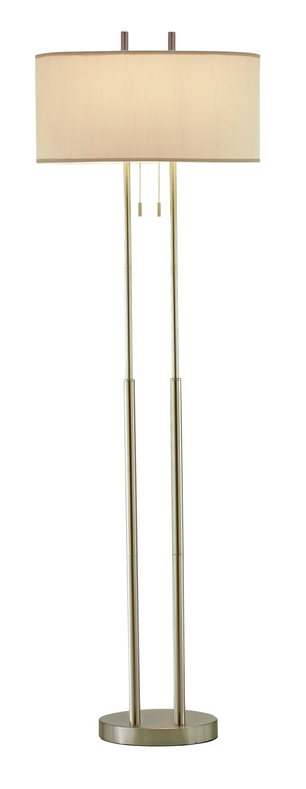 62" Brushed Task Floor Lamp With White Fabric Drum Shade - Homeroots