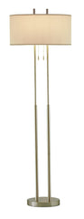 62" Brushed Task Floor Lamp With White Fabric Drum Shade - Homeroots