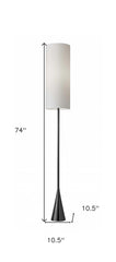 74" Black Nickel Floor Lamp With White Fabric Shade - Homeroots