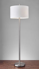 61" Two Light Traditional Shaped Floor Lamp With White Drum Shade - Homeroots