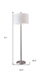 61" Two Light Traditional Shaped Floor Lamp With White Drum Shade