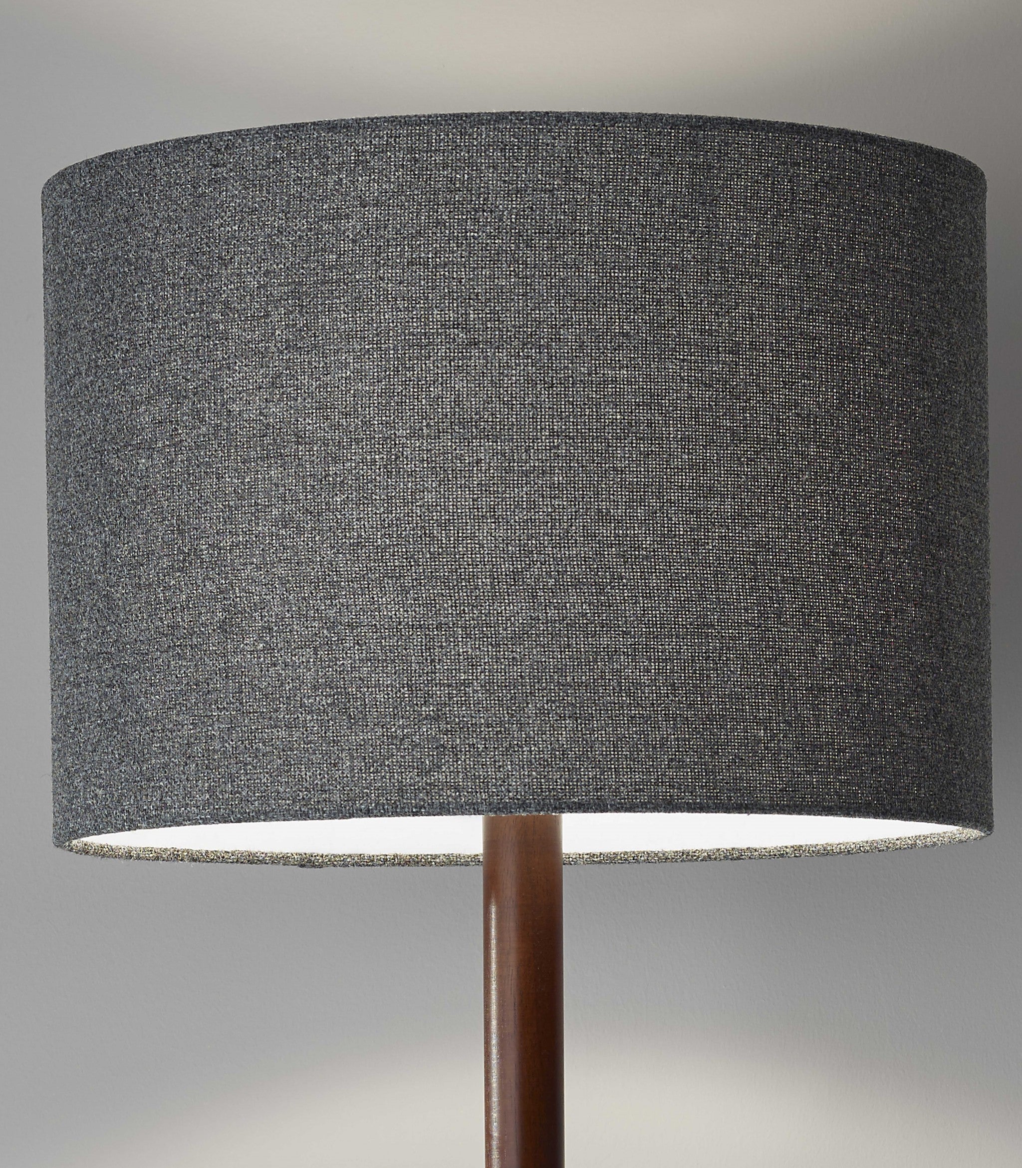 59" Brown Solid Wood Floor Lamp With Dark Gray Fabric Drum Shade