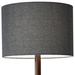 59" Brown Solid Wood Floor Lamp With Dark Gray Fabric Drum Shade