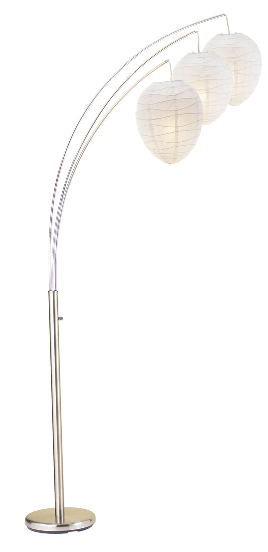 11" X 46"X 82" Brushed Steel Metal Arc Lamp