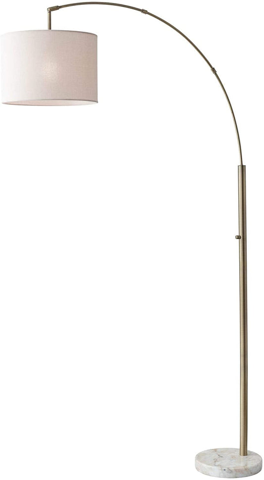 74" Brass Arc Floor Lamp With Off White Solid Color Drum Shade - Homeroots