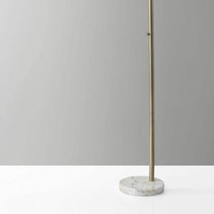 74" Brass Arc Floor Lamp With Off White Solid Color Drum Shade