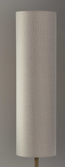 59" Brass And Wood Textured Cylinder Beige Floor Lamp