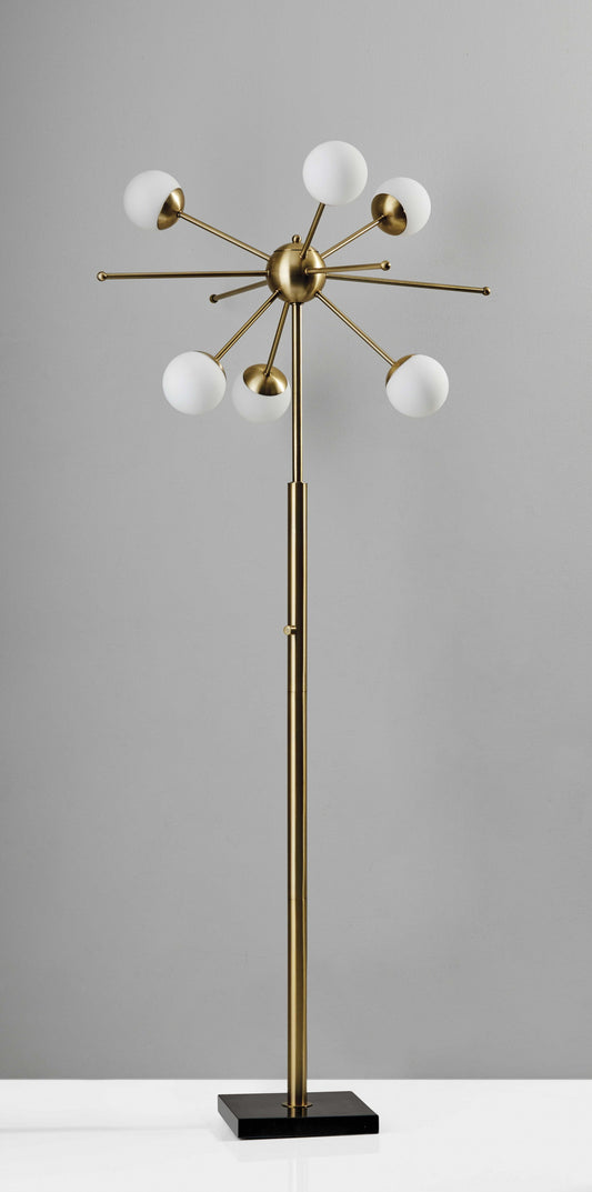 64" Brass Six Light Novelty Floor Lamp