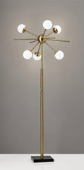 64" Brass Six Light Novelty Floor Lamp