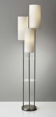 68" Steel Three Light Floor Lamp With White Linen Cylinder Shades - Homeroots