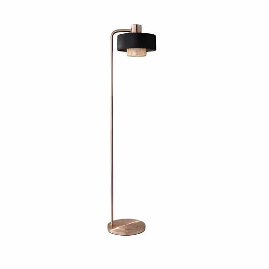 60" Copper Task Floor Lamp With Black Metal Drum Shade - Homeroots