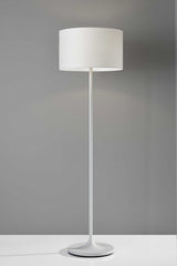 60" White Metal Floor Lamp With White Drum Shade - Homeroots