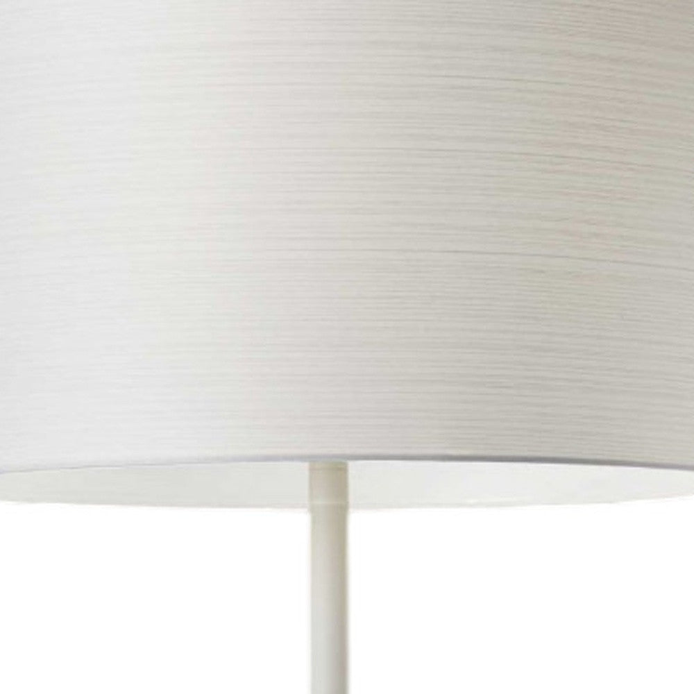 60" White Metal Floor Lamp With White Drum Shade