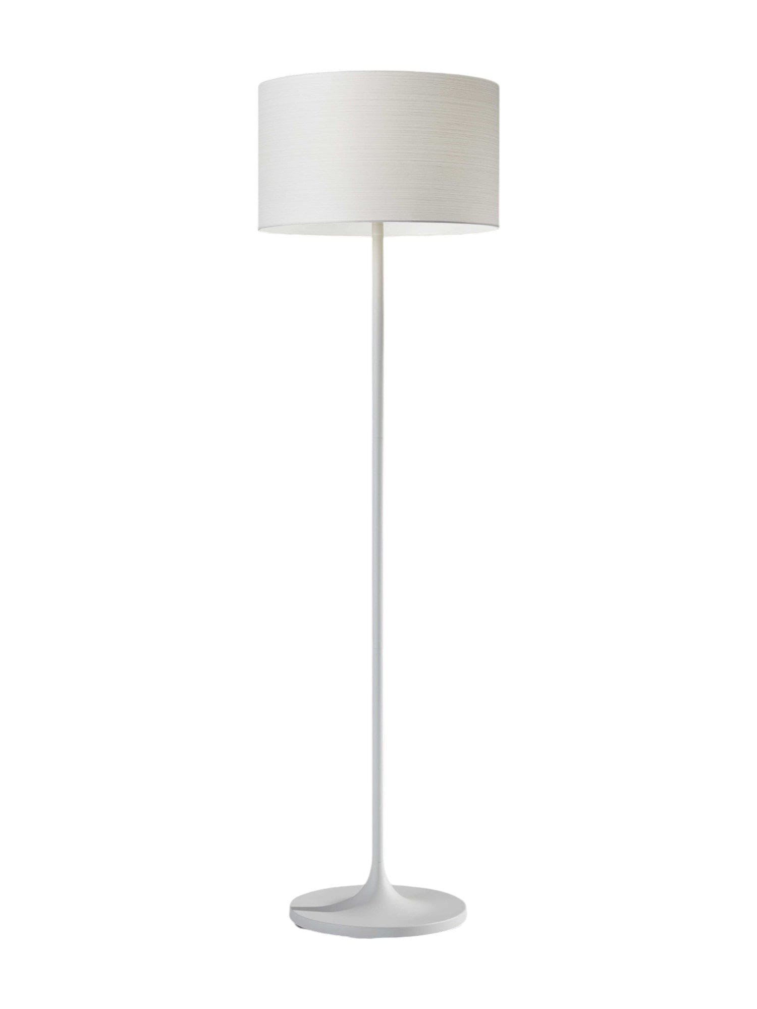 60" White Metal Floor Lamp With White Drum Shade - Homeroots