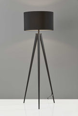 62" Black Tripod Floor Lamp With Black Drum Shade - Homeroots