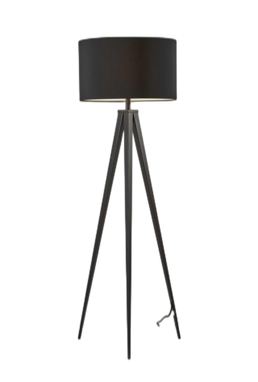 62" Black Tripod Floor Lamp With Black Drum Shade - Homeroots