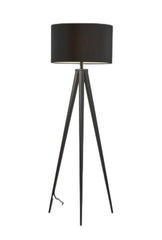 62" Black Tripod Floor Lamp With Black Drum Shade