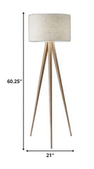 60" Tripod Floor Lamp With White Drum Shade - Homeroots