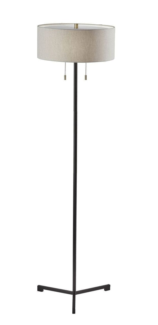 60" Black Traditional Shaped Floor Lamp With White Drum Shade - Homeroots