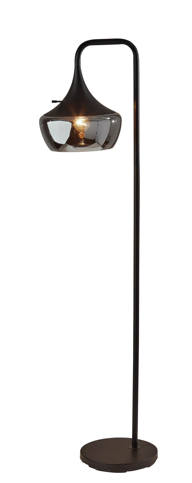 64" Black Task Floor Lamp With Black Bowl Shade