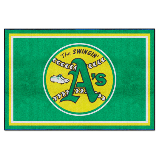 Oakland Athletics 5ft. x 8 ft. Plush Area Rug - Retro Collection - Oakland Athletics