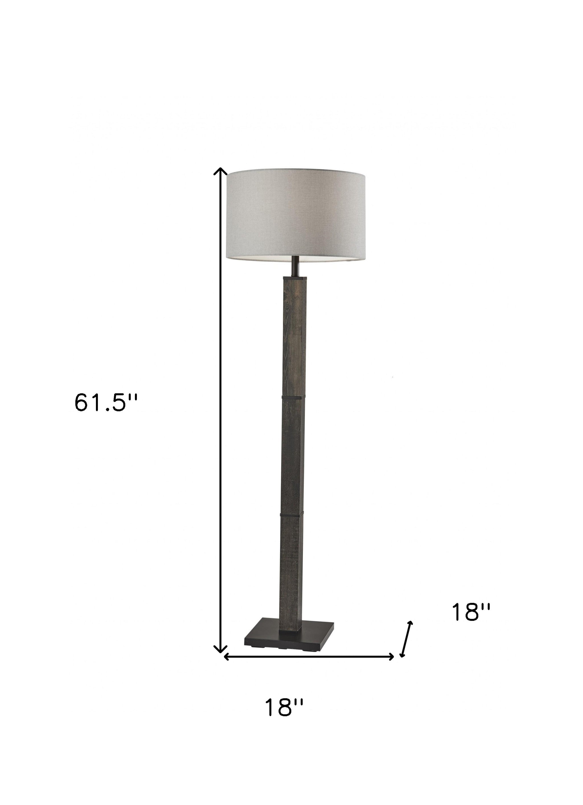 62" Black Traditional Shaped Floor Lamp With Off-White Drum Shade