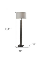 62" Black Traditional Shaped Floor Lamp With Off-White Drum Shade