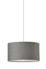 Heather Grey Fabric Shade Electric Drum Pendant