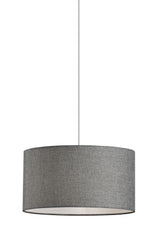 Heather Grey Fabric Shade Electric Drum Pendant - Homeroots