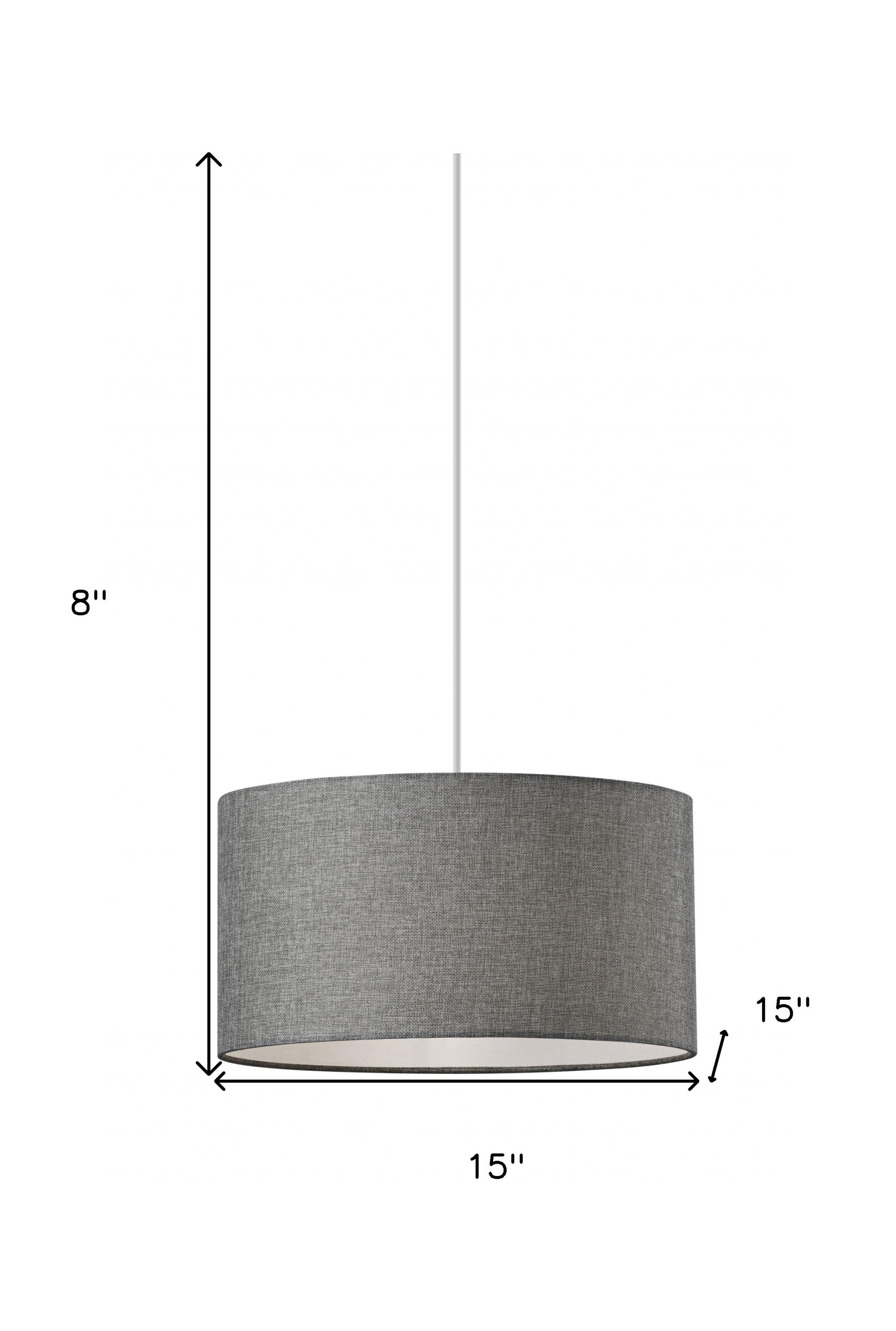 Heather Grey Fabric Shade Electric Drum Pendant