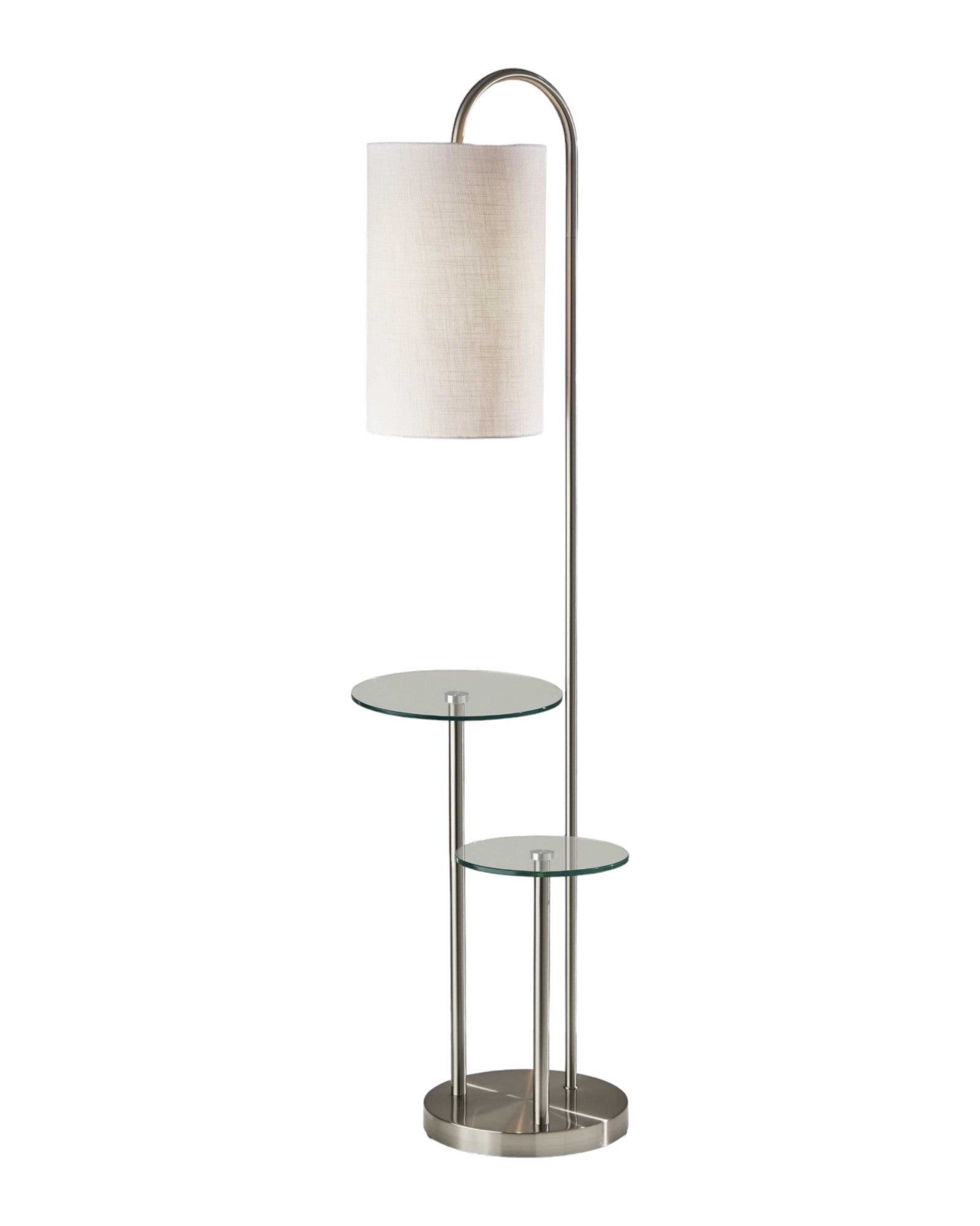 66" Tray Table Floor Lamp With White Drum Shade