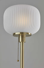 65" Black Torchiere Floor Lamp With White Globe Shade