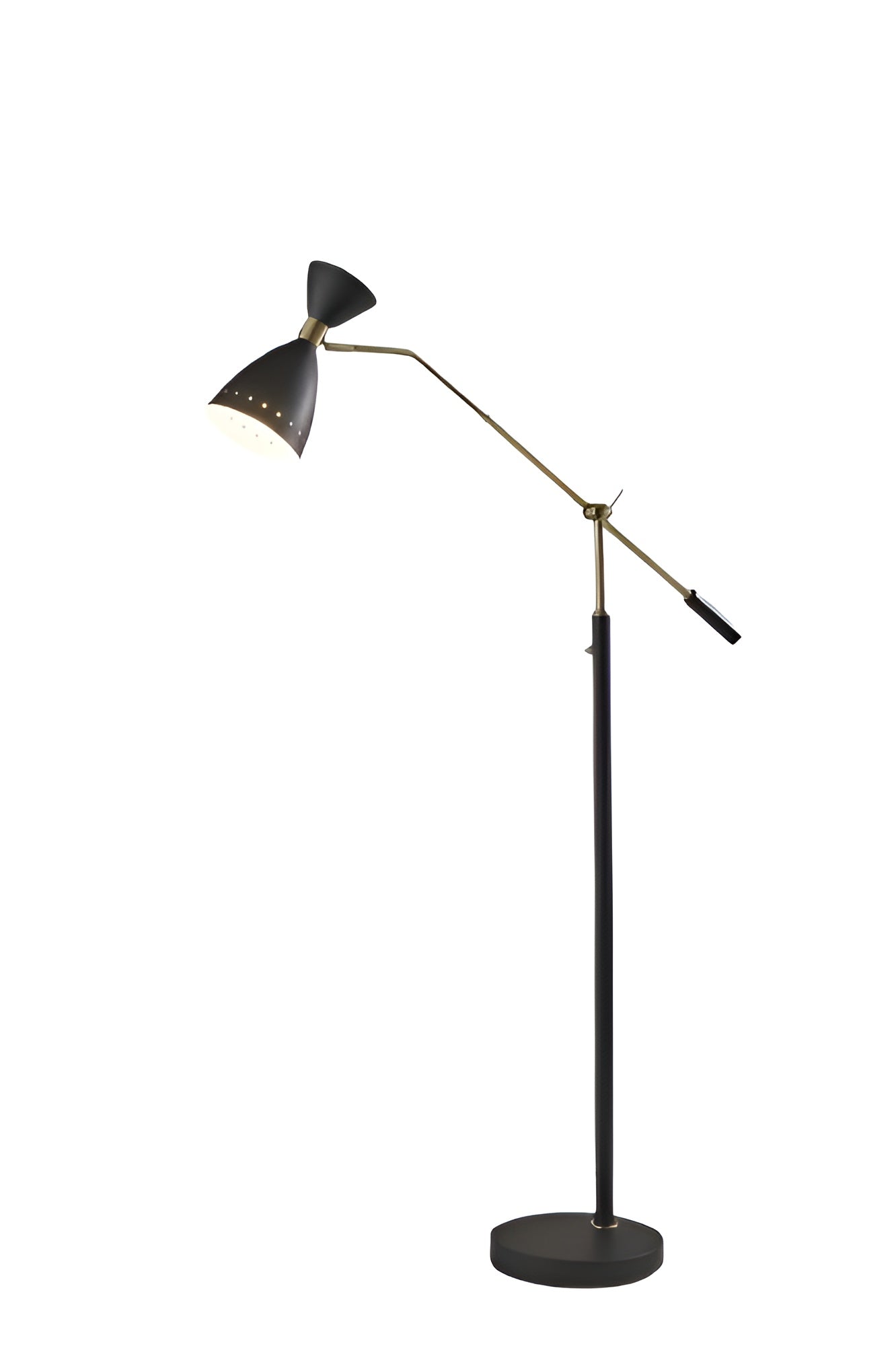 66" Black Adjustable Task Floor Lamp With Black Metal Cone Shade