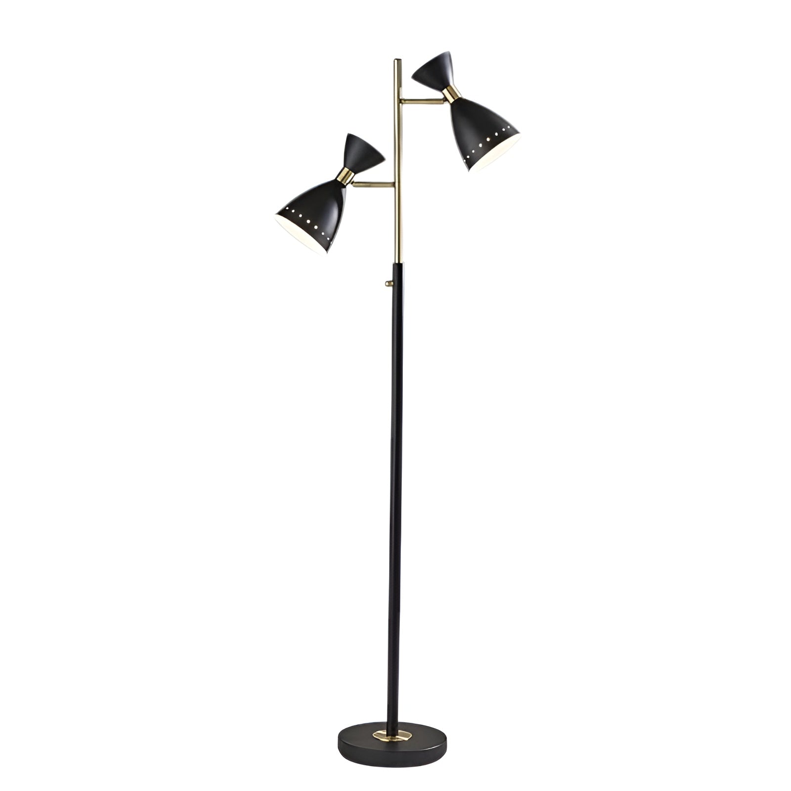 68" Black Task Floor Lamp With Black Metal Cone Shade