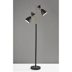 68" Black Task Floor Lamp With Black Metal Cone Shade - Homeroots