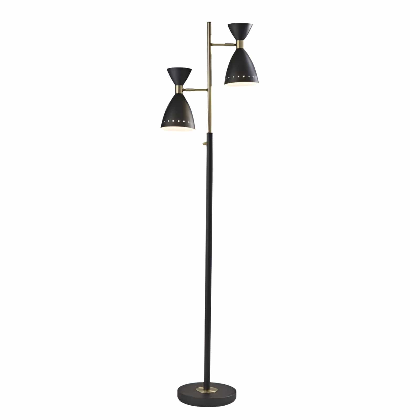 68" Black Task Floor Lamp With Black Metal Cone Shade - Homeroots