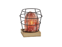 8" Himalayan Salt Accent Lamp With Black Cage Shade