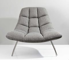 40" Gray And Silver Linen Tufted Butterfly Chair - Homeroots