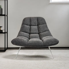 40" Gray And Silver Linen Tufted Lounge Chair - Homeroots