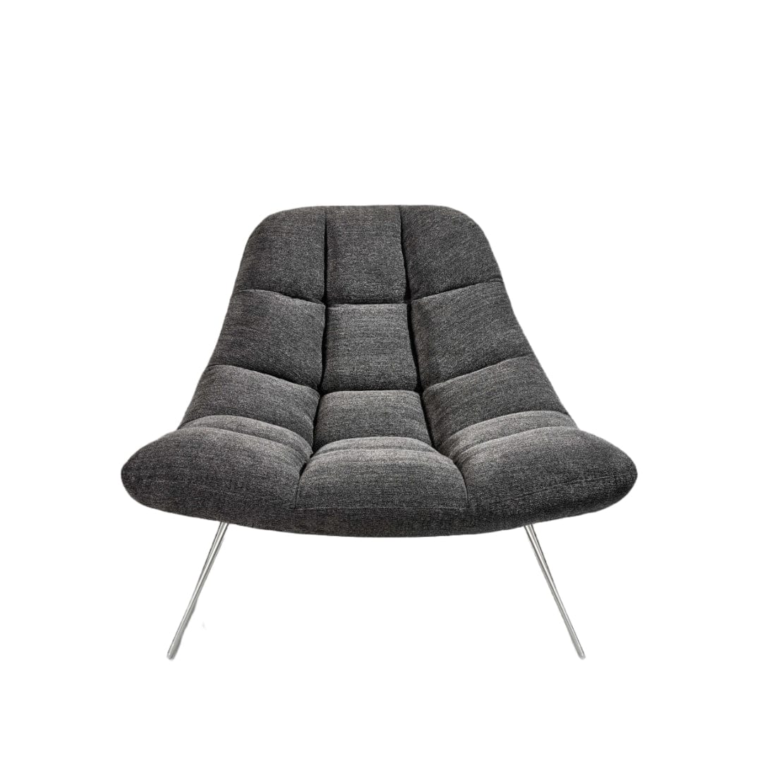 40" Gray And Silver Linen Tufted Lounge Chair - Homeroots