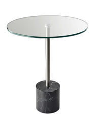 21" Silver And Clear Glass Round End Table