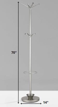 14" X 70" Champagne Powder Coated Steel Umbrella Stand Coat Rack - Homeroots