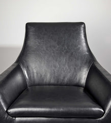 Distressed Black Faux Leather Armchair