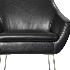 Distressed Black Faux Leather Armchair