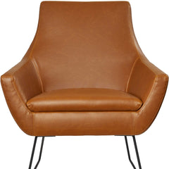 Retro Mod Distressed Camel Faux Leather Arm Chair