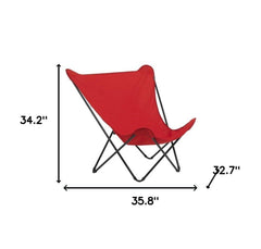 36" Red and Chrome Outdoor Camping Chair - Homeroots